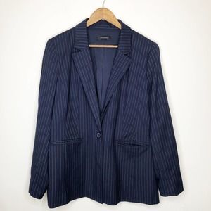 Halogen Navy Blue 1 Button Pinstripe Blazer Plus